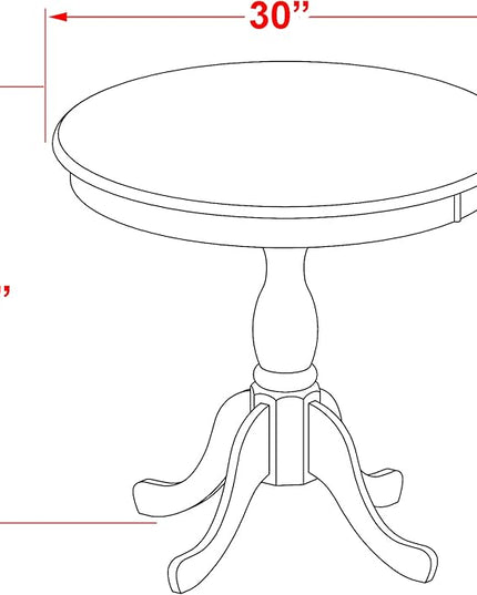 East West Furniture Eden 3 Piece Kitchen Set for Small Spaces Contains a Round Dining Room Table with Pedestal and 2 Solid Wood Seat Chairs, 30x30 Inch, ESAN3-BCH-W - LeafyLoom