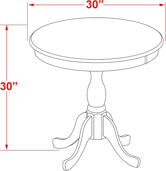 East West Furniture Eden 3 Piece Kitchen Set for Small Spaces Contains a Round Dining Room Table with Pedestal and 2 Solid Wood Seat Chairs, 30x30 Inch, ESAN3-BCH-W - LeafyLoom