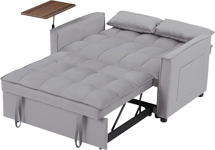 Comfy Cute Tufted Upholstered Loveseat Sofa with Pull Out Sleeper Couch Bed and 2 Pillows,Modern Convertible Love Seat Sofabed for Computer & Coffee Living Room Furniture Sets - LeafyLoom