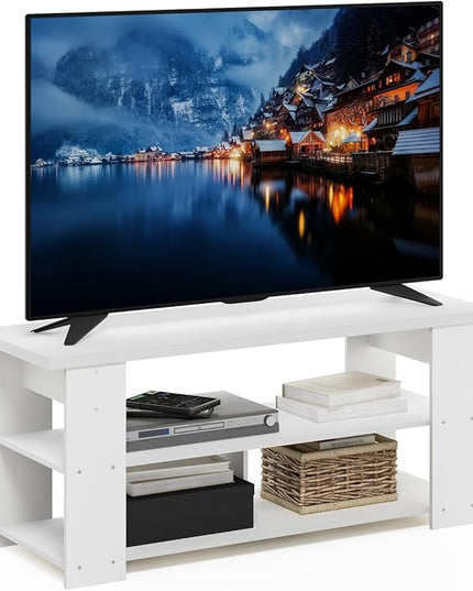 Furinno Jaya TV Stand Up to 55-Inch, White - LeafyLoom