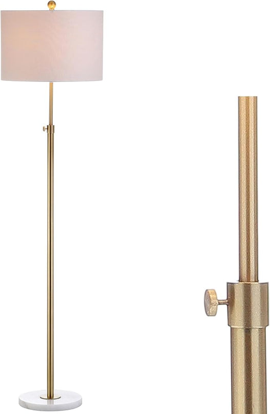 JONATHAN Y JYL3022A June 65" Adjustable Metal/Marble LED Floor Lamp, Modern, Contemporary, Elegant, Glam, Office, Living Room, Family Room, Dining Room, Bedroom, Hallway, Foyer, Brass - LeafyLoom