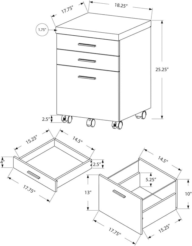 Monarch Specialties I FILING CABINET, TAUPE - LeafyLoom