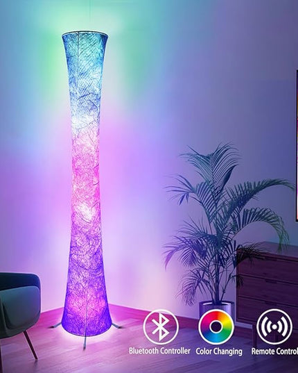 Floor Lamp, RGB Color Changing Led Smart Lamp, Music Sync, APP Remote Control, 62'' Standing Lamp for Living Room Bedroom Game Room - LeafyLoom