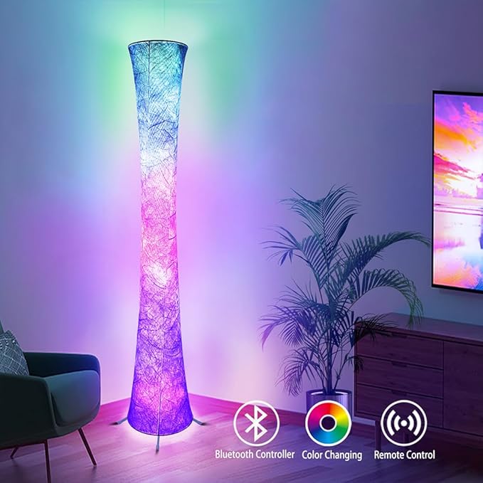 Floor Lamp, RGB Color Changing Led Smart Lamp, Music Sync, APP Remote Control, 62'' Standing Lamp for Living Room Bedroom Game Room - LeafyLoom