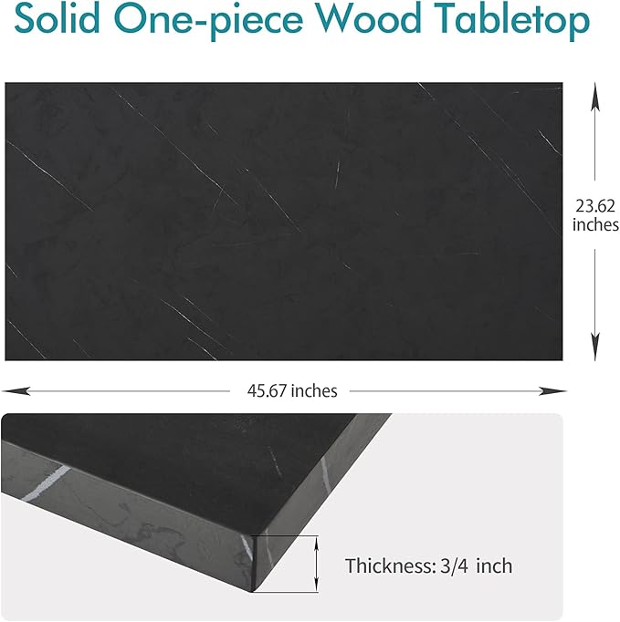 Kaboon Universal Tabletop 45.67"x23.62", Solid One-Piece Melamine Table Top, Double Desk L-Desk DIY, Home and Office,Cloud Atlas/Black Marble - LeafyLoom