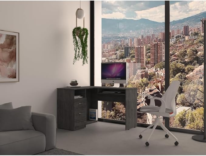 NicBex Kimberly-DW-00198-LWJ Home Office Desks, 47.2"x41.3"x30.4", Smokey Oak - LeafyLoom