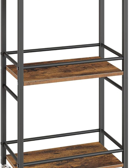 Rolling Cart, Mobile Kitchen Cart on Wheels, Narrow Storage Cart for Small Space, Wooden Service Cart, for Bathroom, Laundry, Living Room, Rustic Brown RCHR4001 - LeafyLoom