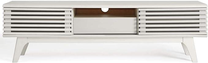 Modway Render Mid-Century Modern Low Profile 59 Inch TV Stand in White - LeafyLoom