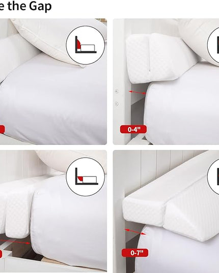 Pillow Wedge for Headboard Gap,Bed Gap Filler Twin Size,Foldable Bed Wedge Pillow for Headboard,White Bed Wedge Gap Filler,Foam Mattress Gap Filler,39"x6"x6" - LeafyLoom