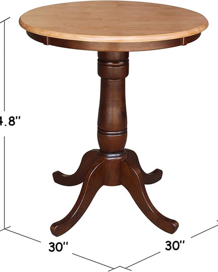 International Concepts 30" Round Top Pedestal Table, 30 in (W) x 30 in D x 34.9 in H, Cinnamon/Espresso - LeafyLoom
