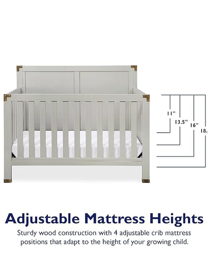 Baby Relax Miles 5-in-1 Convertible Crib for Nursery, Soft Gray - LeafyLoom