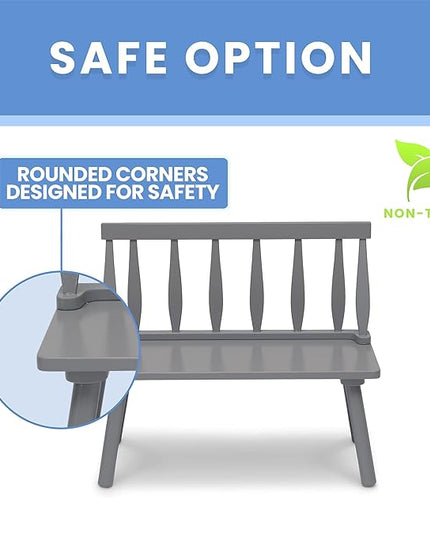 Delta Children Windsor Bench, Grey - LeafyLoom