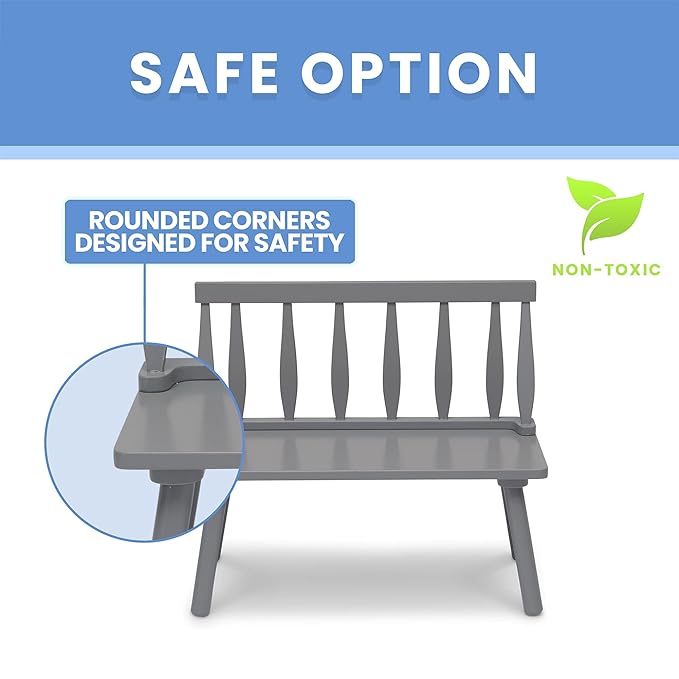 Delta Children Windsor Bench, Grey - LeafyLoom
