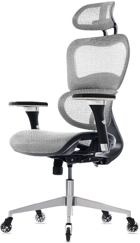 Oline ErgoPro Ergonomic Office Chair - Rolling Desk Chair with 4D Adjustable Armrest, 3D Lumbar Support and Blade Wheels - Mesh Computer Chair, Gaming Chairs, Executive Swivel Chair (Light Gray) - LeafyLoom