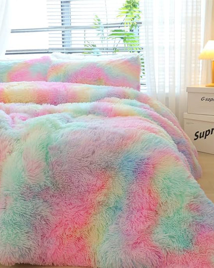 Faux Fur Kids Girls Cow Print Comforter Sets Twin/Full - 3PC Bed Set Warm Comfortable Soft Plush Flannel Velvet Fluffy Fuzzy Bedding（Comforter x 1 Pillowcases x 2） - LeafyLoom