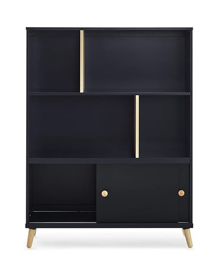 Delta Children Essex Bookcase - Greenguard Gold Certified, Black/Natural - LeafyLoom