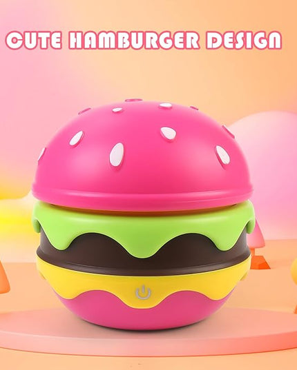 Cute Desk Lamp for Kids, Hamburger Girls Small Desk Lamps Rechargeable with Dimmable Touch Adjustable Neck, Kawaii Desk Lamp Night Lights,Girl Desk Accessories Kawaii Room Decor for Kid Gifts - LeafyLoom