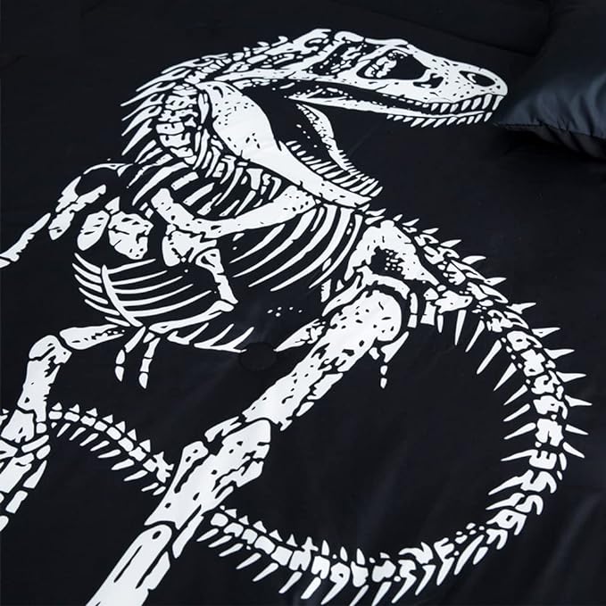 ADASMILE A & S Dinosaur Comforter Set Full Size for Boys Kids 6 Piece Dinosaur Bedding Full Bed in A Bag Comforter Set with Sheets Dinosaur Bed Set Bone Dinosaur Sheets Bone Dinosaur Comforter Sets - LeafyLoom
