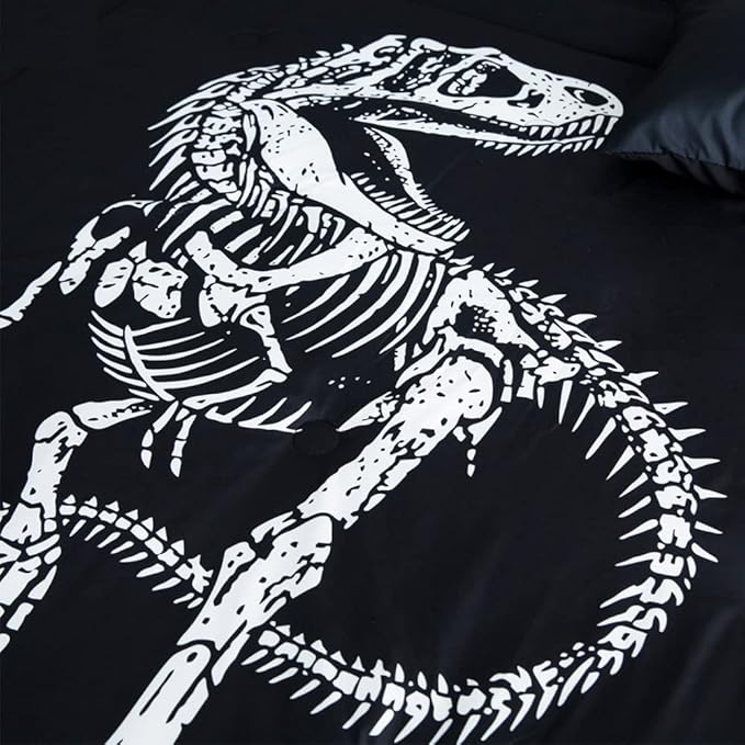 ADASMILE A & S Dinosaur Comforter Set Twin Size for Boys Kids 6 Piece Dinosaur Bedding Twin Bed in A Bag Comforter Set with Sheets Dinosaur Bed Set Bone Dinosaur Sheets Bone Dinosaur Comforter Sets - LeafyLoom