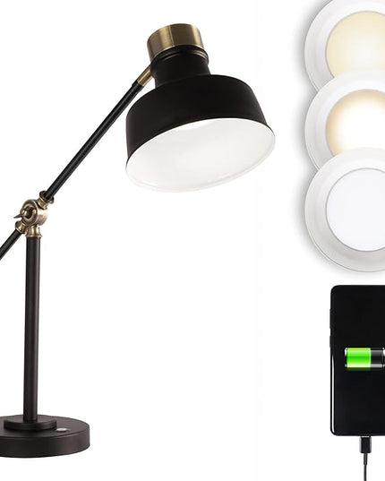 OttLite Balance LED Desk Lamp with USB Port - Modern, Adjustable, Desk Light - LeafyLoom