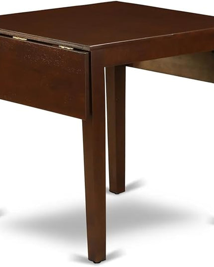 East West Furniture 1NDAB3-MAH-18 3 Piece Kitchen Set Contains a Rectangle Room Table with Dropleaf and 2 Coffee Linen Fabric Parson Dining Chairs, 30x48 Inch - LeafyLoom