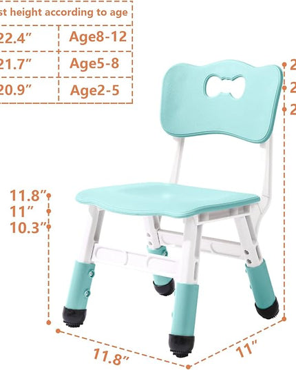 4 Piece Kids Chair Set 3 Levels Adjustable Stackable Kids Chairs Ideal for Playrooms, Schools, Daycares and Homes Washable and easy to clean Max weight 220LB(Mint Green4Piece set) - LeafyLoom