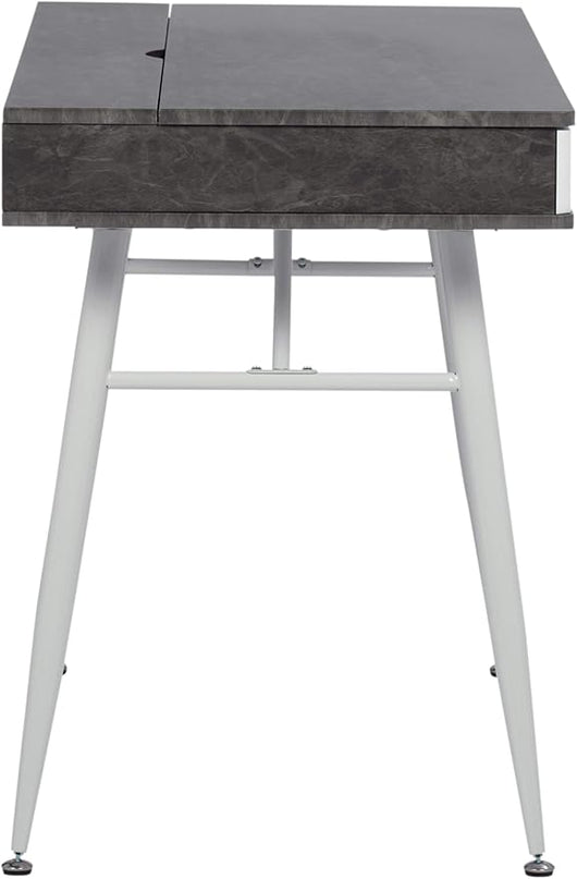 Calico Designs 51252 Alcove Modern Large Split Drawer in White/Cement Gray Desk with Storage, White/Cement Gray, White/Cement Gray - LeafyLoom