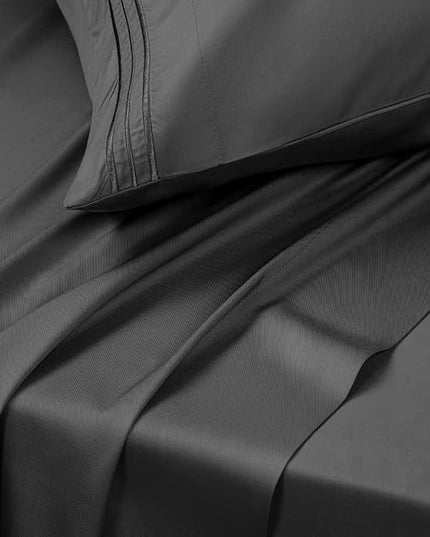 SONORO KATE Bed Sheet Set Super Soft Microfiber 1800 Thread Count Luxury Egyptian Sheets 18-Inch Deep Pocket Wrinkle-4 Piece(Queen Black) - LeafyLoom