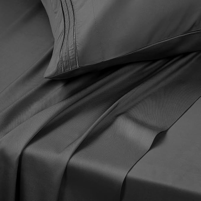 SONORO KATE Bed Sheet Set Super Soft Microfiber 1800 Thread Count Luxury Egyptian Sheets 18-Inch Deep Pocket Wrinkle-4 Piece(Queen Black) - LeafyLoom