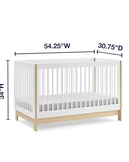 Delta Children babyGap Tate 4-in-1 Convertible Crib TrueSleep Crib and Toddler Mattress (Bundle), Bianca White/Natural - LeafyLoom