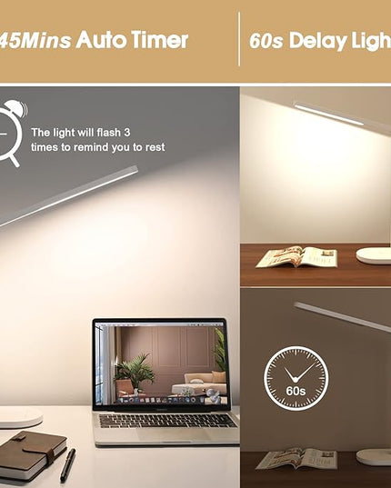 LED Desk Lamp, Eye-Caring Desk Lamps for Home Office,1000Lum Super Bright Dimmable Brightness Desk Light with Night Light & Auto Timer, Table lamp for Reading Studying Working Lamps Dorm Gift - LeafyLoom