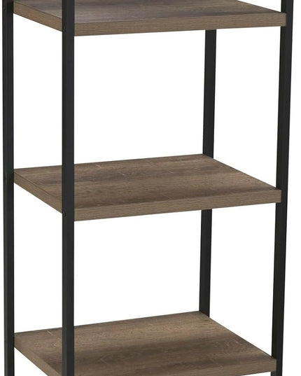 Household Essentials 5 Tier Storage Tower Metal, Grey Shelf – Black Frame, Ashwood - LeafyLoom