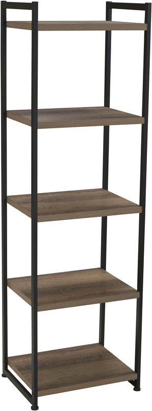 Household Essentials 5 Tier Storage Tower Metal, Grey Shelf – Black Frame, Ashwood - LeafyLoom