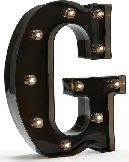 Light Up Black Alphabet Marquee Letters Sign LED Marquee Number Lights Sign for Night Light Home Bar Christmas Lamp Birthday Party Wedding Decoration G - LeafyLoom