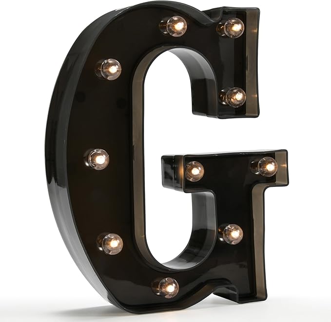 Light Up Black Alphabet Marquee Letters Sign LED Marquee Number Lights Sign for Night Light Home Bar Christmas Lamp Birthday Party Wedding Decoration G - LeafyLoom