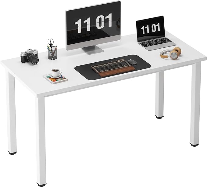 Need Computer Desk, 47 inch Home Office Desk, Modern Simple Style Home Office Gaming Desk, Basic Writing Table for Study Student, White - LeafyLoom