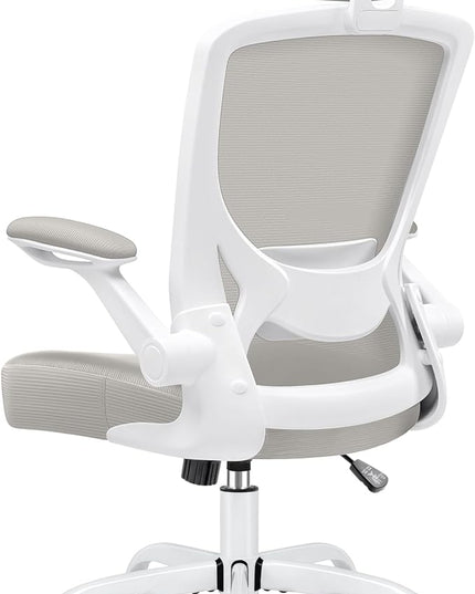 KERDOM Ergonomic Office Chair, Breathable Mesh Desk Chair, Lumbar Support Computer Chair with Headrest and Flip-up Arms, Swivel Task Chair, Adjustable Height Gaming Chair, LightGray - LeafyLoom