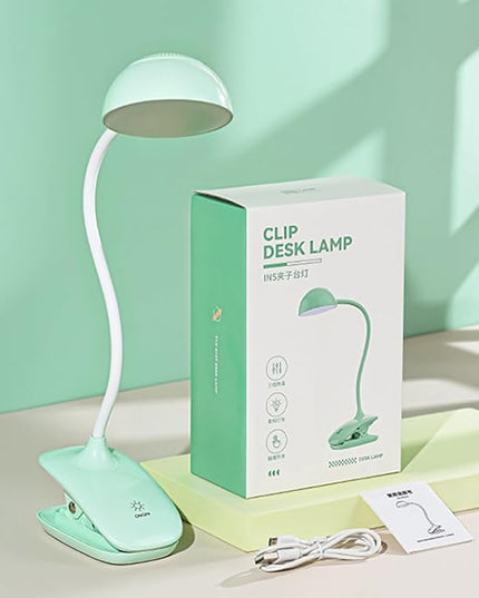 Clip Book Lamp, Foldable Eye Caring Rechargeable Reading Light, Suitable for Reading, Working & Studying (Green) - LeafyLoom