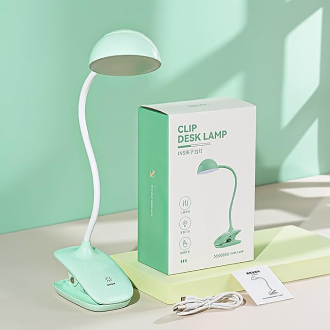 Clip Book Lamp, Foldable Eye Caring Rechargeable Reading Light, Suitable for Reading, Working & Studying (Green) - LeafyLoom