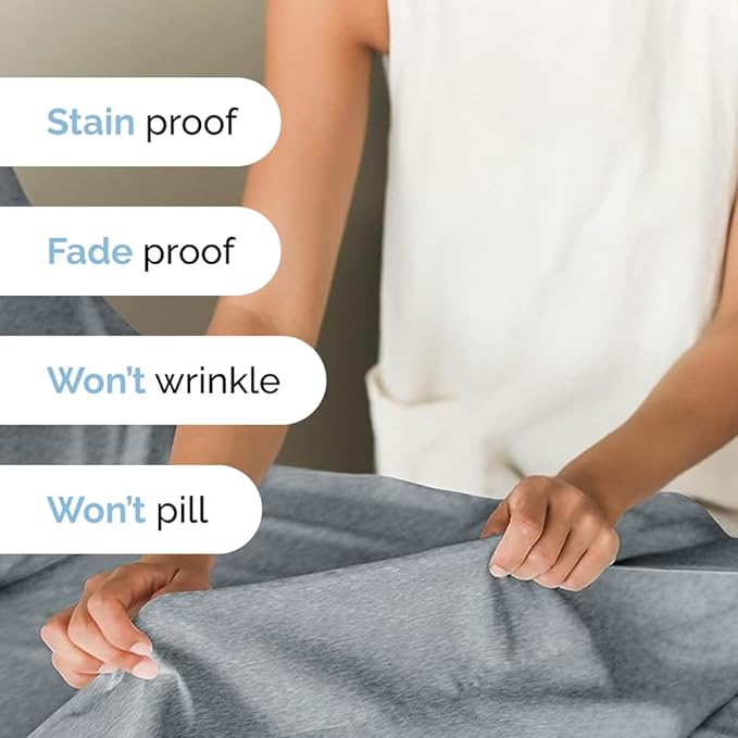 Twin XL Size 3 Piece Sheet Set - Comfy Breathable & Cooling Sheets - Hotel Luxury Bed Sheets for Women & Men - Deep Pockets, Easy-Fit, Soft & Wrinkle Free Sheets - Heathered Blue Oeko-Tex Bed Sheets - LeafyLoom