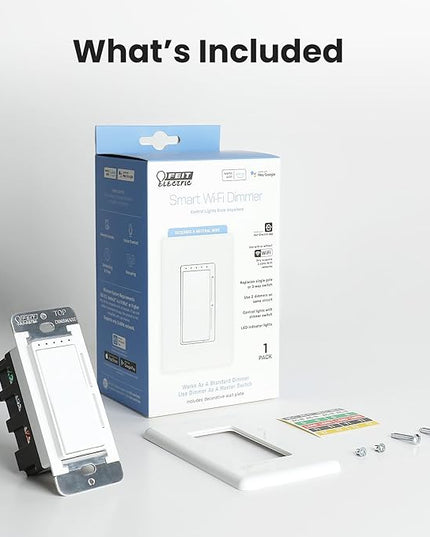 Feit Electric Smart Dimmer Switch, Neutral Wire Required for Installation, Compatible with Amazon Alexa and Google Assistant, Smart Dimmer Light Switch, White, Model:DIM/WiFi FeitElectricCompany