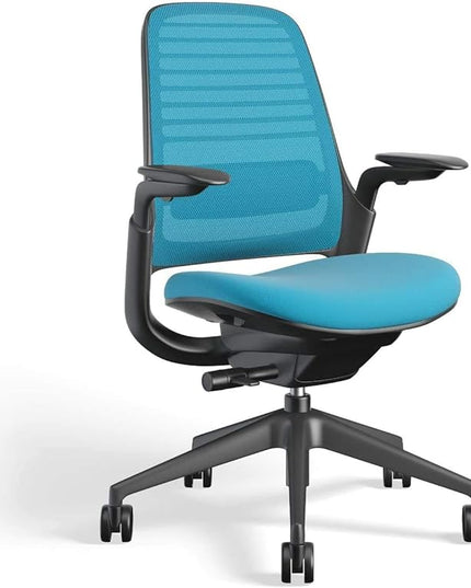 Steelcase Series 1 Work Office Chair - Blue Jay, Hard Floor Casters - LeafyLoom