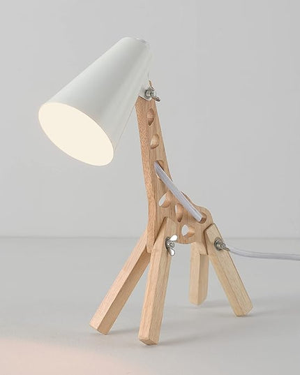 Globe Electric 52210 Gigi Giraffe 11" Wooden Novelty Lamp, White Shade, in-Line On/Off Rocker Switch - LeafyLoom