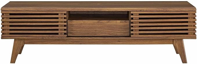 Modway Render Mid-Century Modern Low Profile 59 Inch TV Stand in Walnut - LeafyLoom