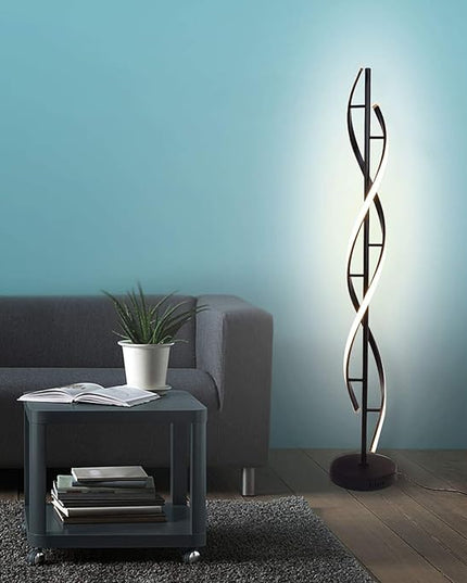 Modern Floor lamp 53 in,LCiWZ 35W Night Light Dimming Standing Lamp,Corner Spiral Floor Lamp with Remote Control,Eye-Caring Reading Light Very Suitable Black. - LeafyLoom