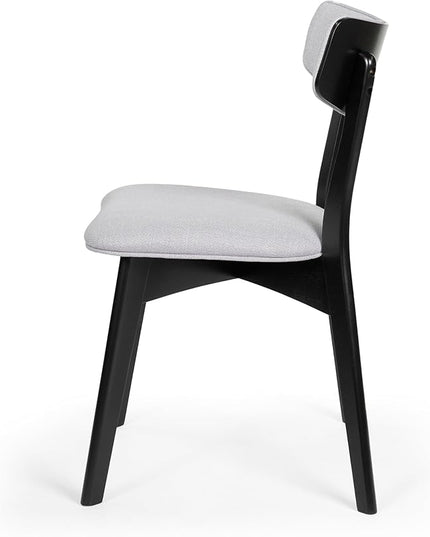 Christopher Knight Home Chazz Dining Chair, 19.75 "W x 19.75 "D x 31 "H, Chaz,Light Gray/Matte Black - LeafyLoom