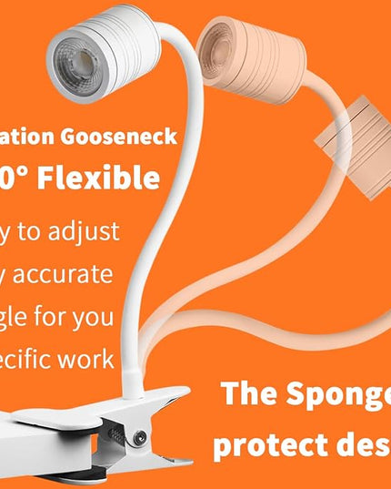 EAGLOD LED 3 Brightness Clamp Light，Portable Clip Light LED Lamp, USB Plug Clip on Desk Lamp,360°Flexible Gooseneck Night Reading Light,Desk/Table Bedside Headboard,Nail Art,Tattoo Lamp - LeafyLoom