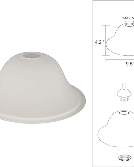 Giluta Small Floor Lamp Glass Shade Replacement Globe -Fitting Opening 1.625" Modern Frosted Style Light Fixture Shade, Height: 4.13 inches, Width: 9.45 inches. Lipless - LeafyLoom