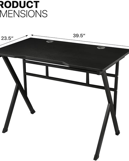 MoNiBloom Computer Desk Modern Design Home Office Gaming X-Shape Black Tabletop Simple Game Table Workstation for Corner Living Room Bedroom - LeafyLoom