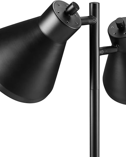 Globe Electric Novogratz x 52999 18" 2-Light Desk Lamp, Matte Black, On/Off Rotary Switch on Each Shade, Pivoting Lamp Heads, Industrial, Home Office Accessories, Desk Lamps for Home Office - LeafyLoom